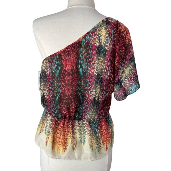 ANA Womens Blouse Off on Shoulder Pink Feather Yellow Size PL Petite Large - Picture 4 of 10